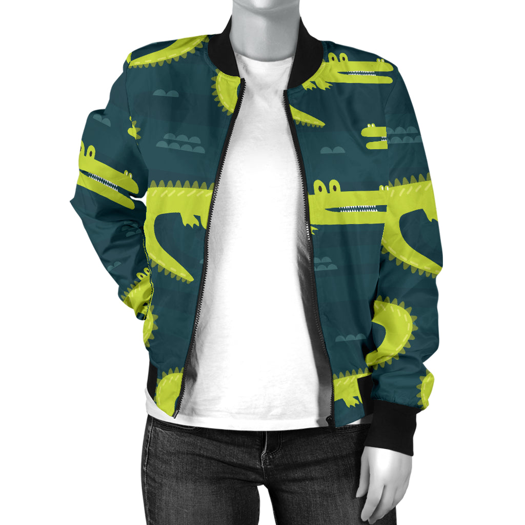 Alligator Pattern Print Design 03 Women's Bomber Jacket