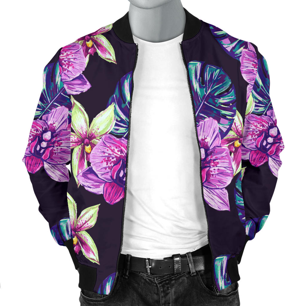 Orchid Pattern Print Design OR010 Men Bomber Jacket