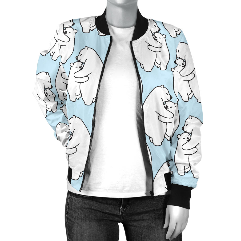 Polar Bear Pattern Print Design PB08 Women Bomber Jacket