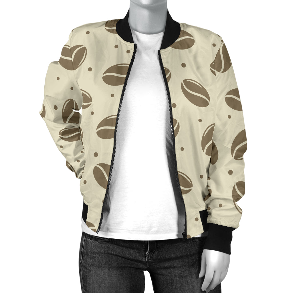Coffee Pattern Print Design 02 Women's Bomber Jacket