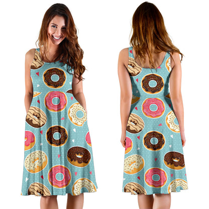 Donut Pattern Print Design DN04 Midi Dress