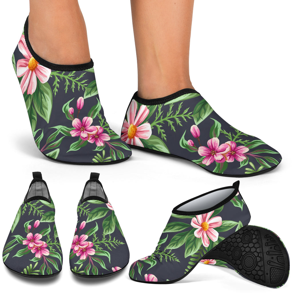Summer Floral Pattern Print Design SF010 Aqua Water Shoes
