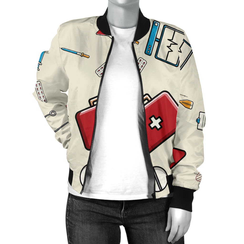 Nurse Pattern Print Design A04 Women's Bomber Jacket