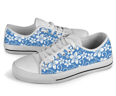 Hibiscus Pattern Print Design HB09 White Bottom Low Top Shoes