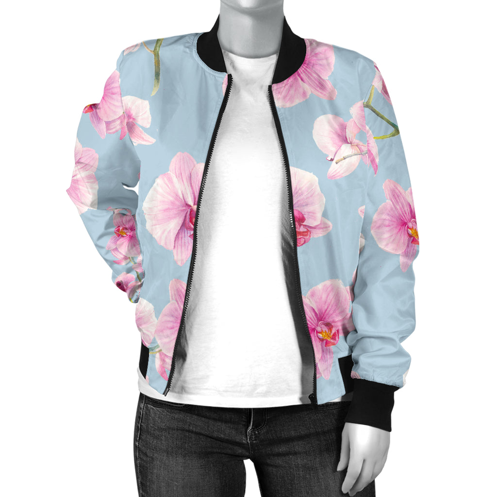 Orchid Pattern Print Design A01 Women's Bomber Jacket
