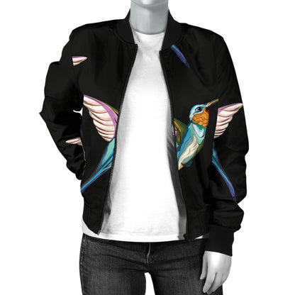 Hummingbird Pattern Print Design 06 Women's Bomber Jacket