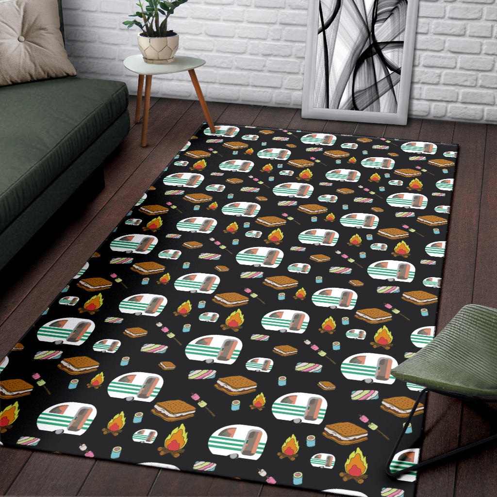 Camper Marshmallow Camping Design Print Area Rugs