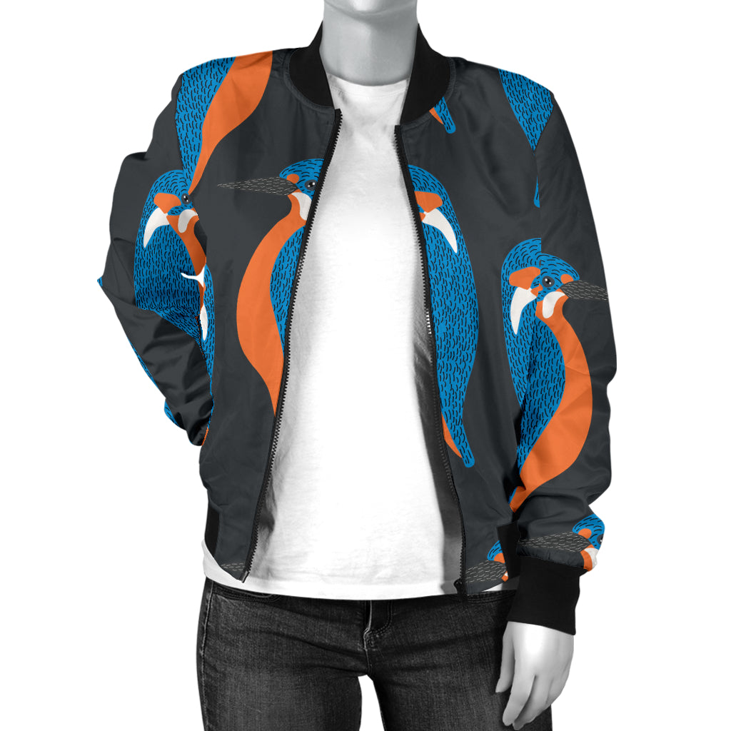 Kingfisher Pattern Print Design 03 Women's Bomber Jacket