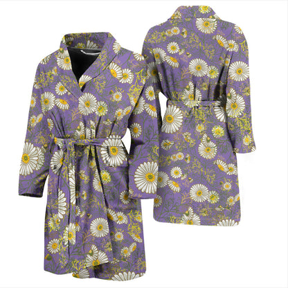 Daisy Pattern Print Design DS011 Men Bathrobe