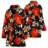 Red Hibiscus Pattern Print Design HB022 Women Bathrobe