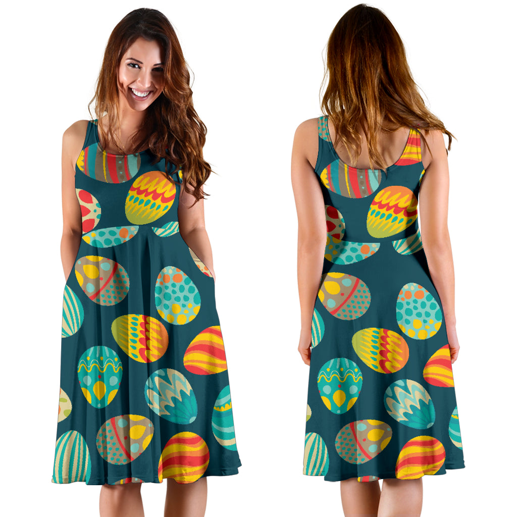Easter Eggs Pattern Print Design RB09 Midi Dress