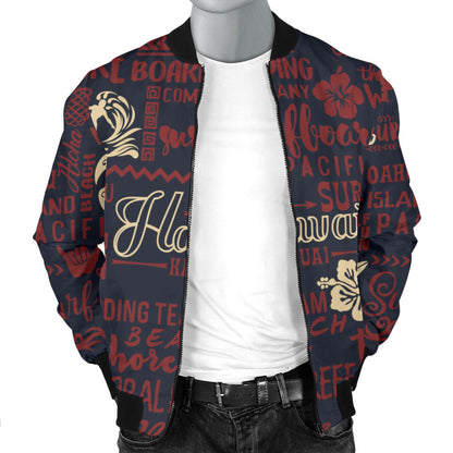 Hawaiian Themed Pattern Print Design H017 Men Bomber Jacket