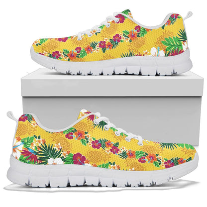 Hawaiian Themed Pattern Print Design H09 Sneakers White Bottom Shoes