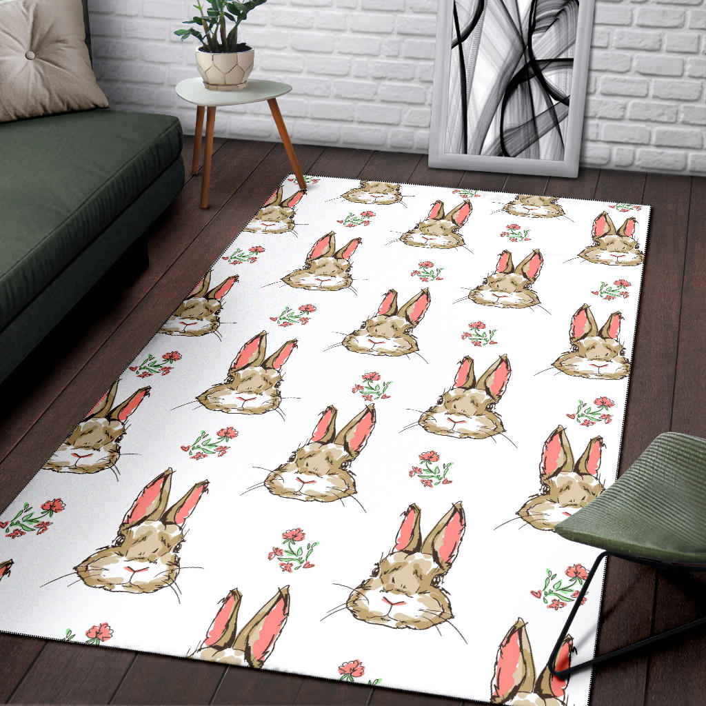 Rabbit Pattern Print Design RB09 Area Rugs