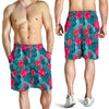 Red Hibiscus Pattern Print Design HB017 Mens Shorts