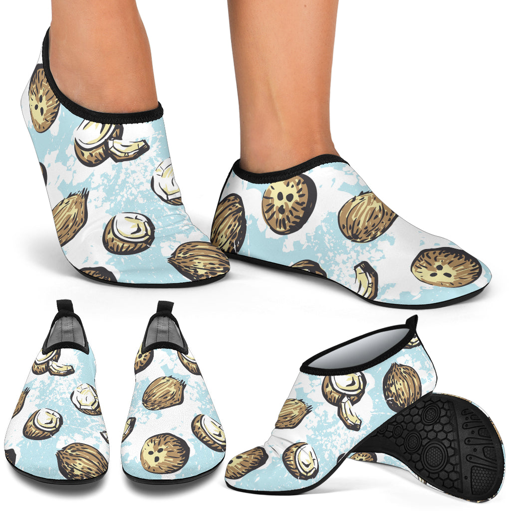 Coconut Pattern Print Design CN01 Aqua Water Shoes