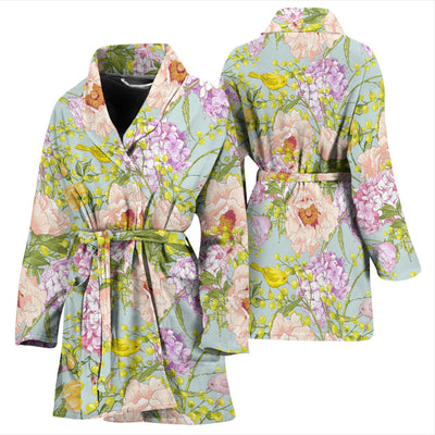 Hydrangea Pattern Print Design HD02 Women Bathrobe