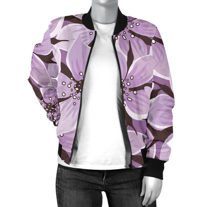 Lilac Pattern Print Design 01 Women's Bomber Jacket