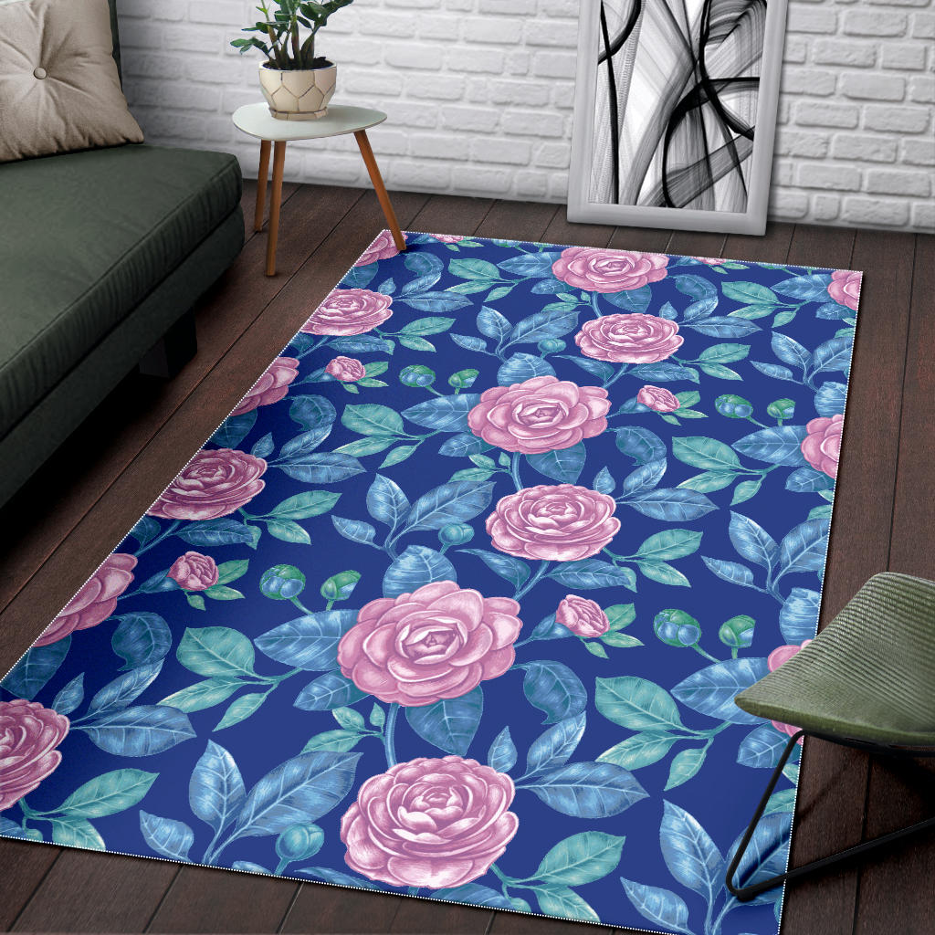 Camellia Pattern Print Design CM05 Area Rugs