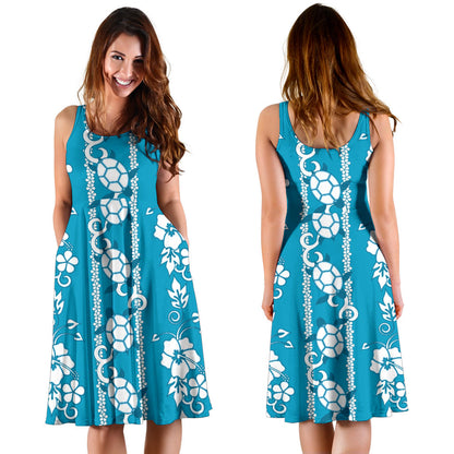 Hawaiian Themed Pattern Print Design H025 Midi Dress