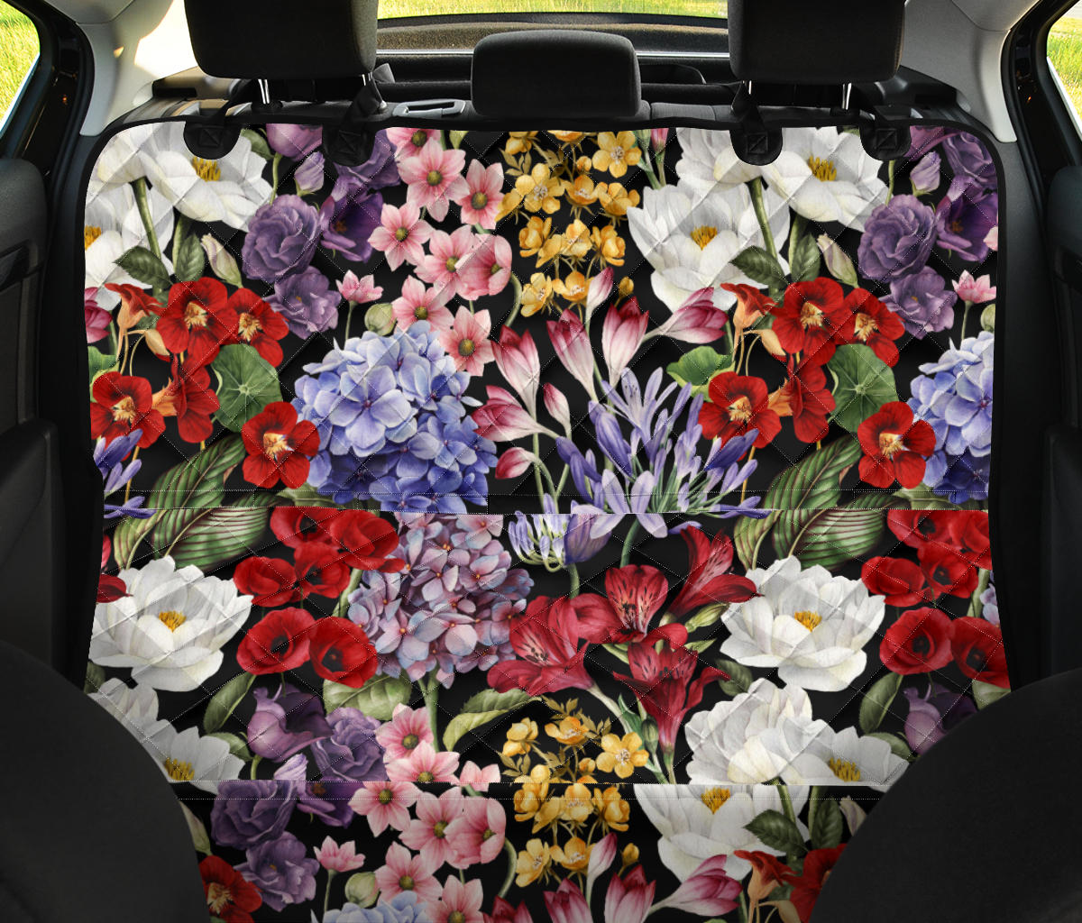Summer Floral Pattern Print Design SF04 Rear Dog  Seat Cover