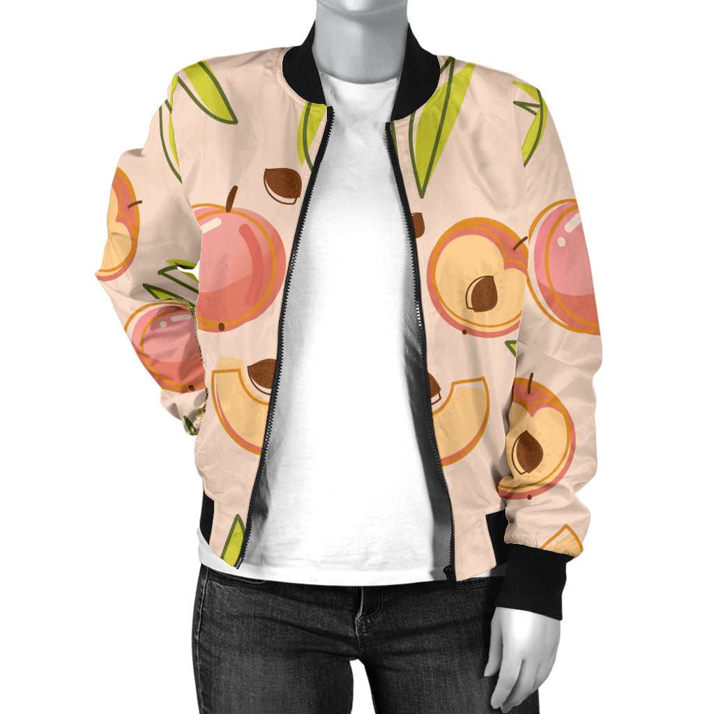 Peach Pattern Print Design A01 Women's Bomber Jacket