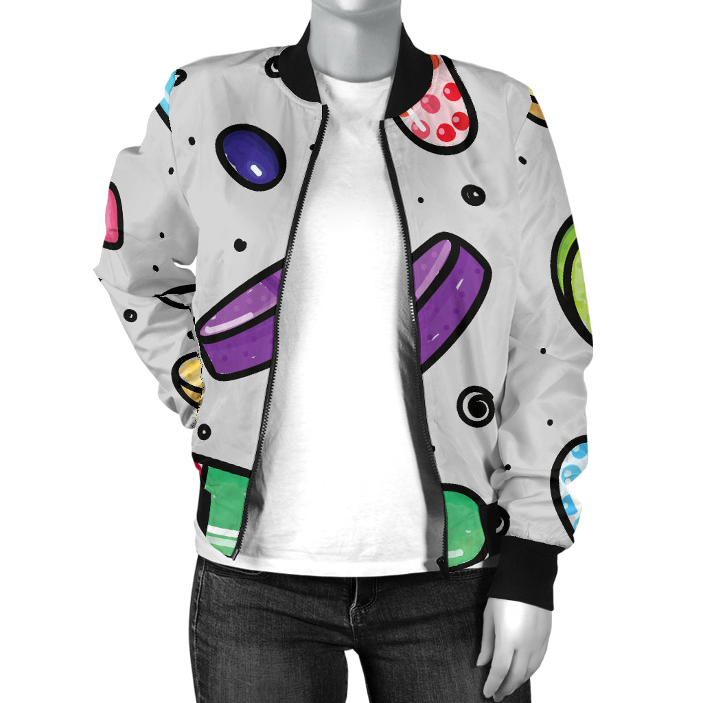 Pill Pattern Print Design A04 Women's Bomber Jacket