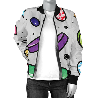 Pill Pattern Print Design A04 Women's Bomber Jacket