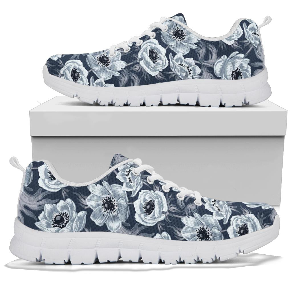 Anemone Pattern Print Design AM09 Sneakers White Bottom Shoes