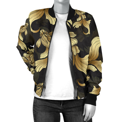 Goldfish Pattern Print Design 02 Women's Bomber Jacket
