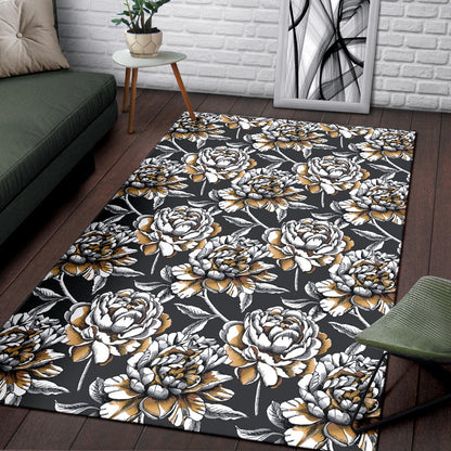 Peony Pattern Print Design PE06 Area Rugs