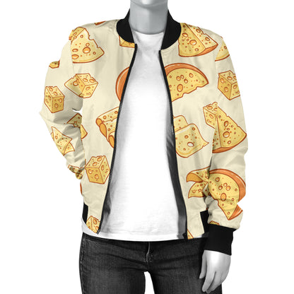 Cheese Pattern Print Design 01 Women's Bomber Jacket
