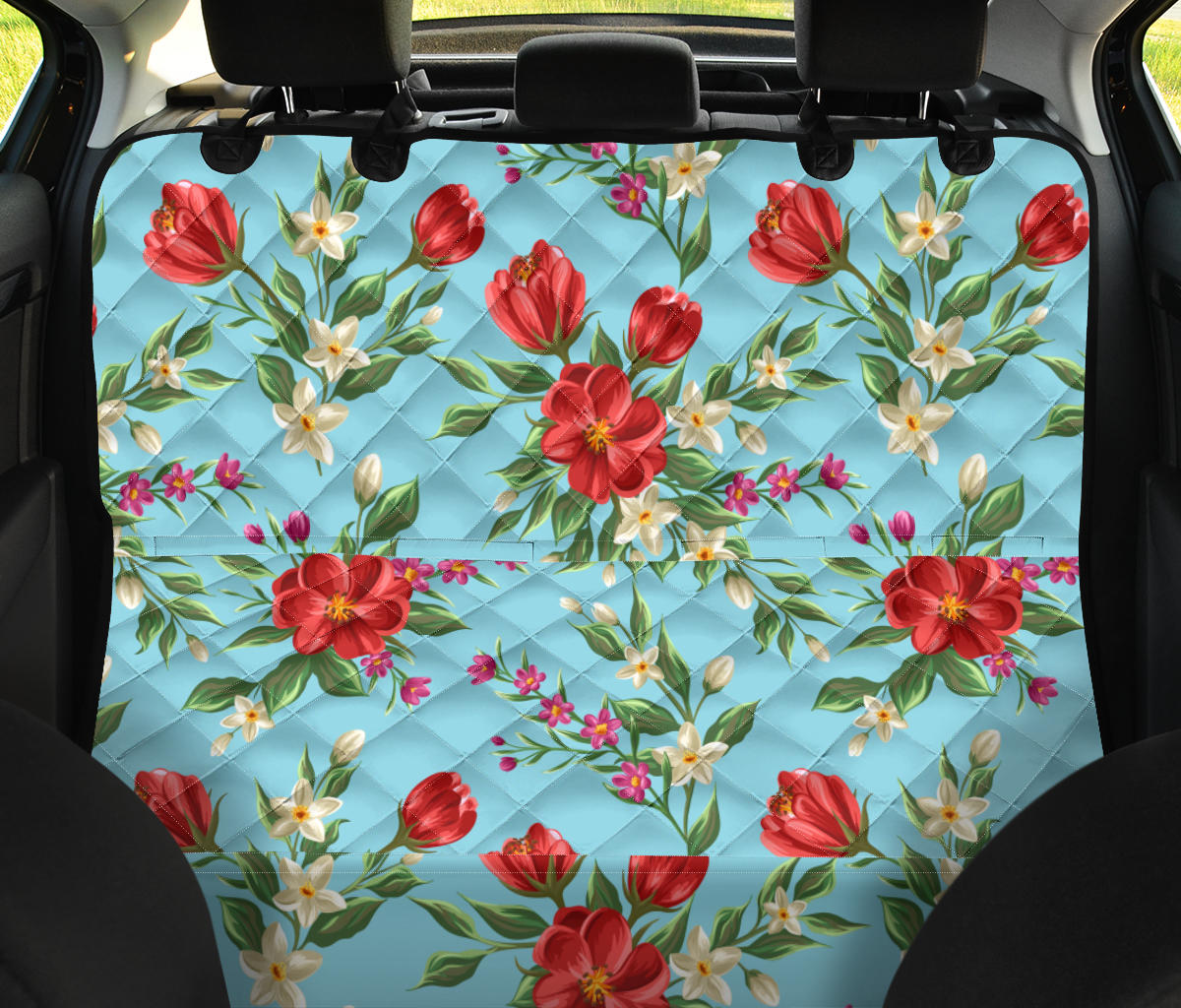 Summer Floral Pattern Print Design SF011 Rear Dog  Seat Cover