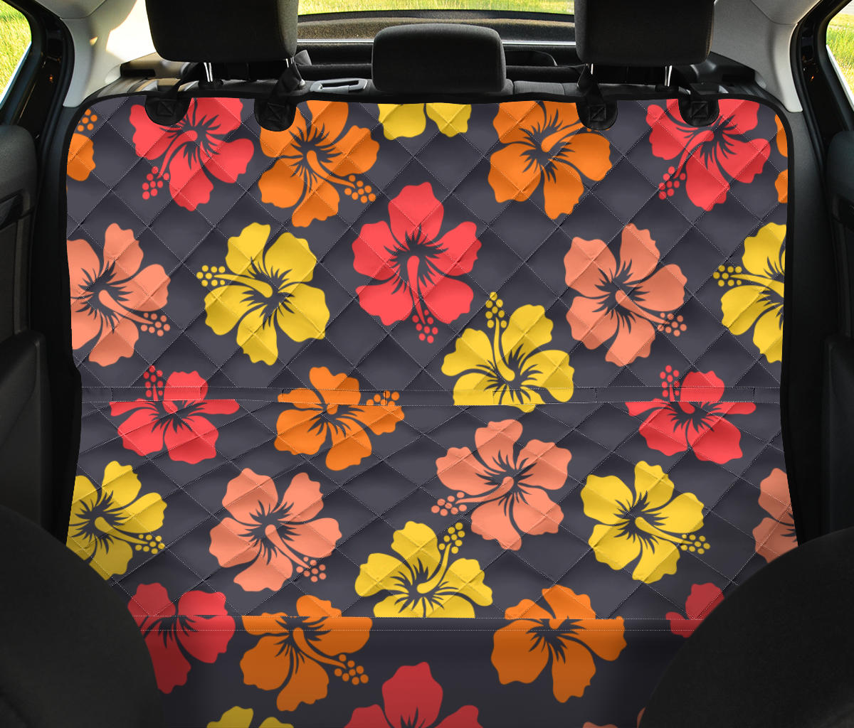 Hibiscus Pattern Print Design HB024 Rear Dog  Seat Cover