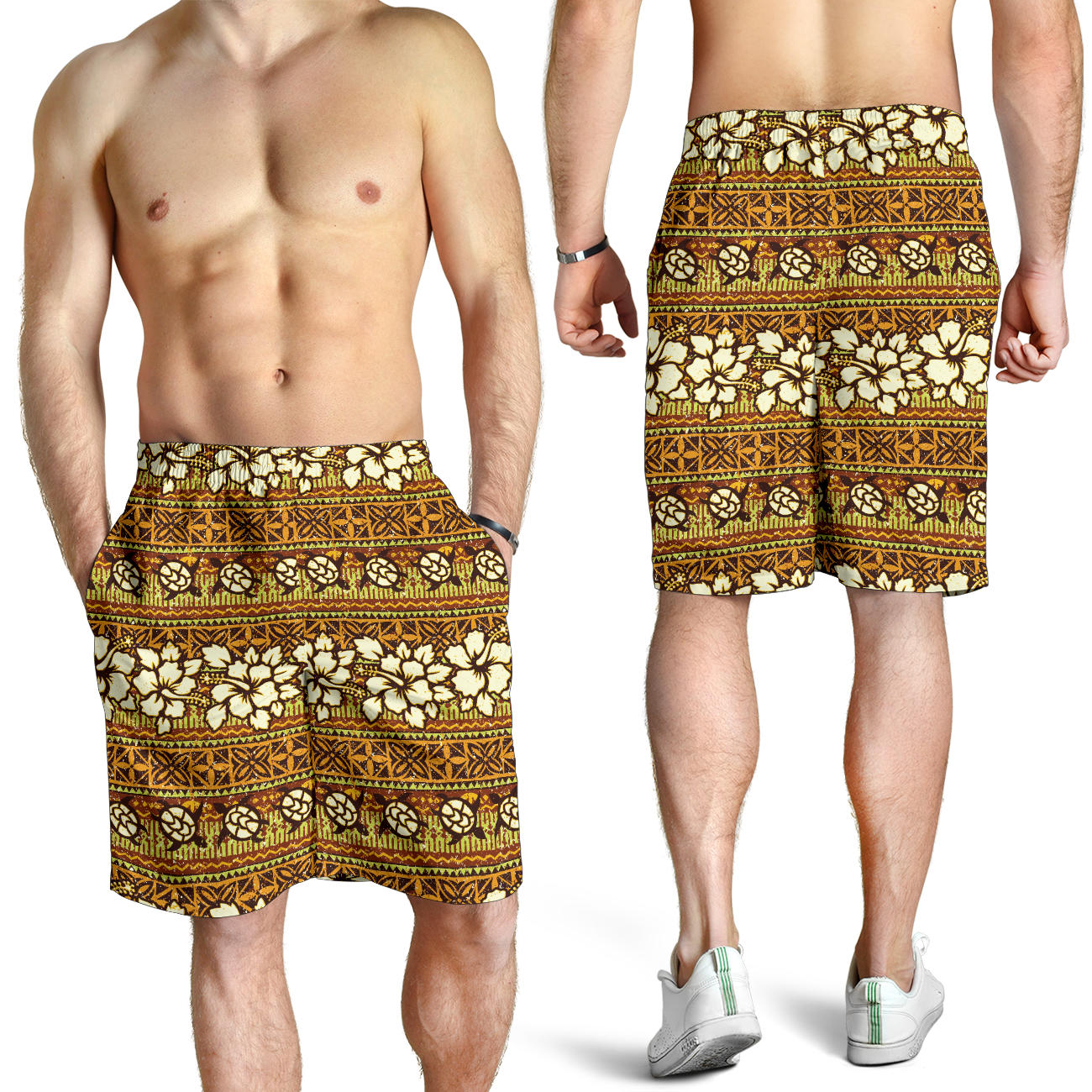 Hawaiian Themed Pattern Print Design H015 Mens Shorts