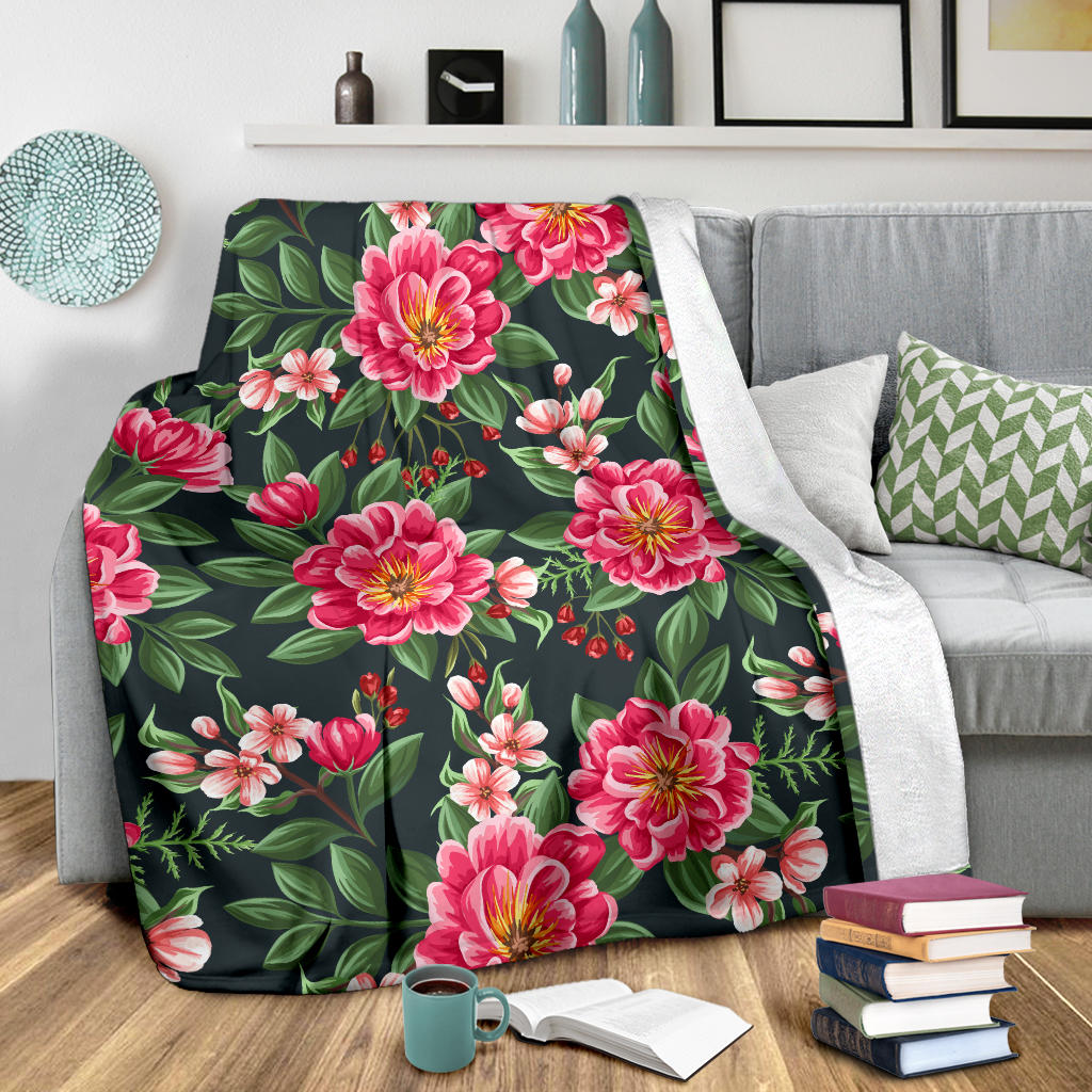 Summer Floral Pattern Print Design SF06 Fleece Blanket
