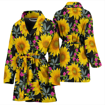 Sunflower Pattern Print Design SF014 Women Bathrobe