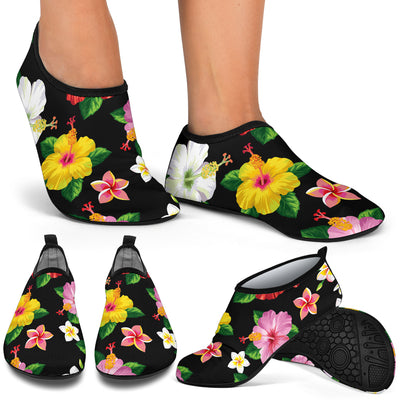 Hibiscus Pattern Print Design HB025 Aqua Water Shoes