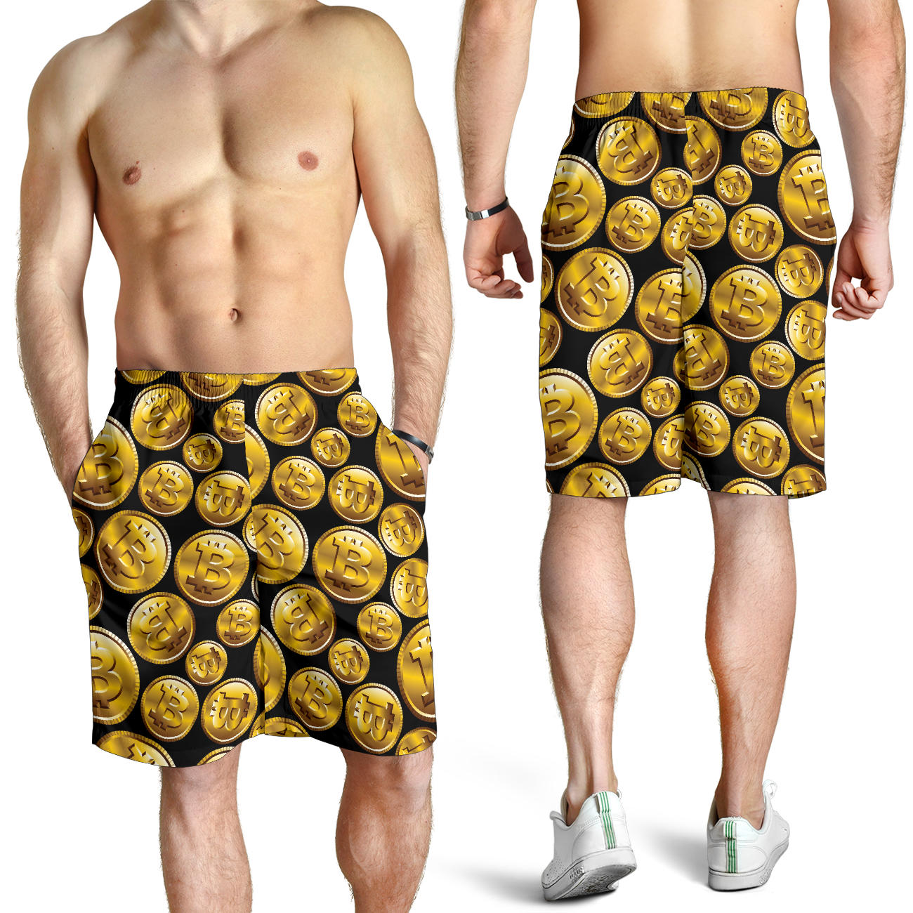 Bitcoin Pattern Print Design DO05 Mens Shorts