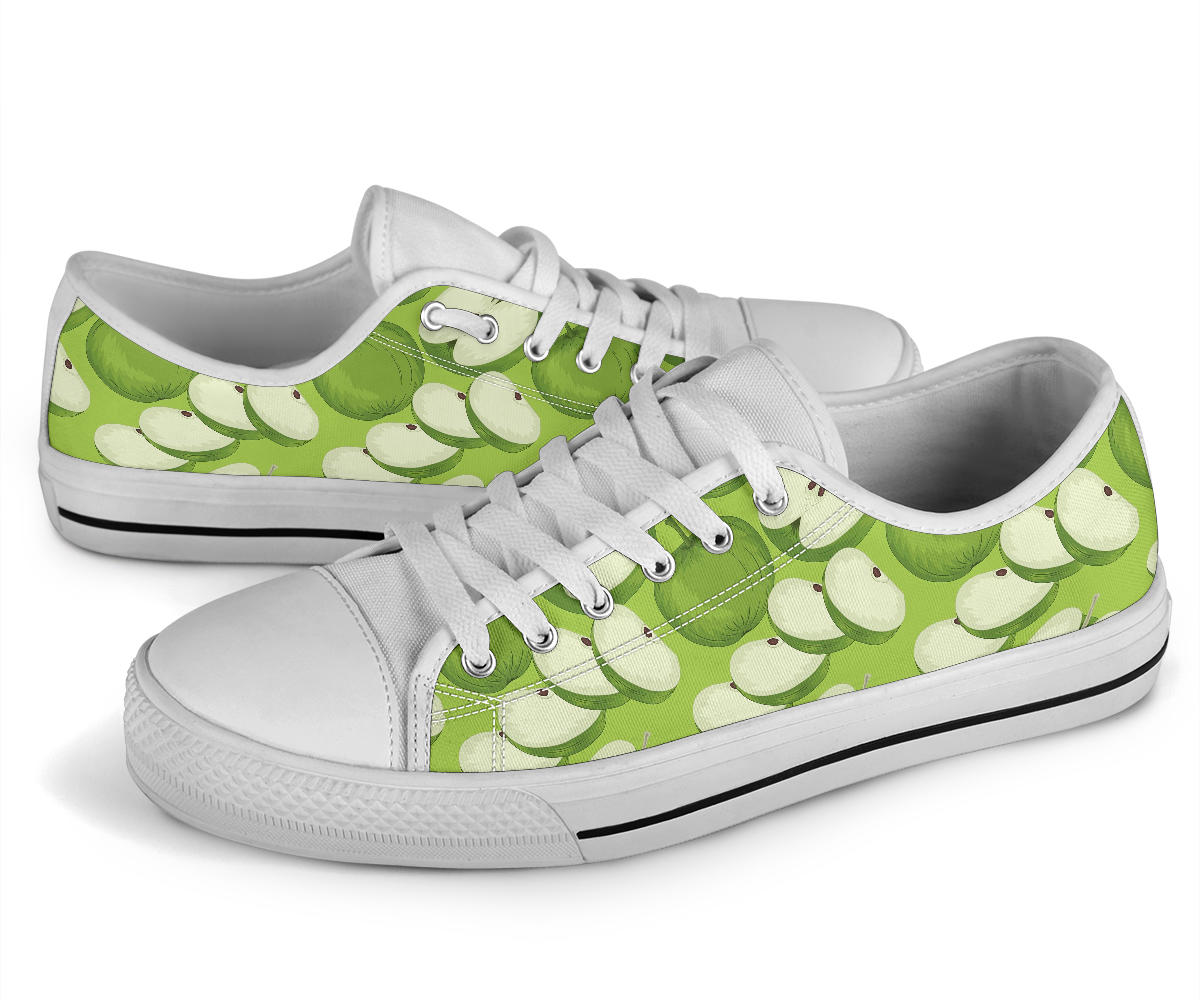 Apple Pattern Print Design AP010 White Bottom Low Top Shoes