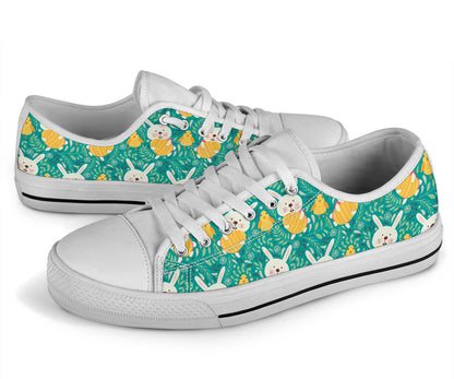 Easter Eggs Pattern Print Design RB02 White Bottom Low Top Shoes