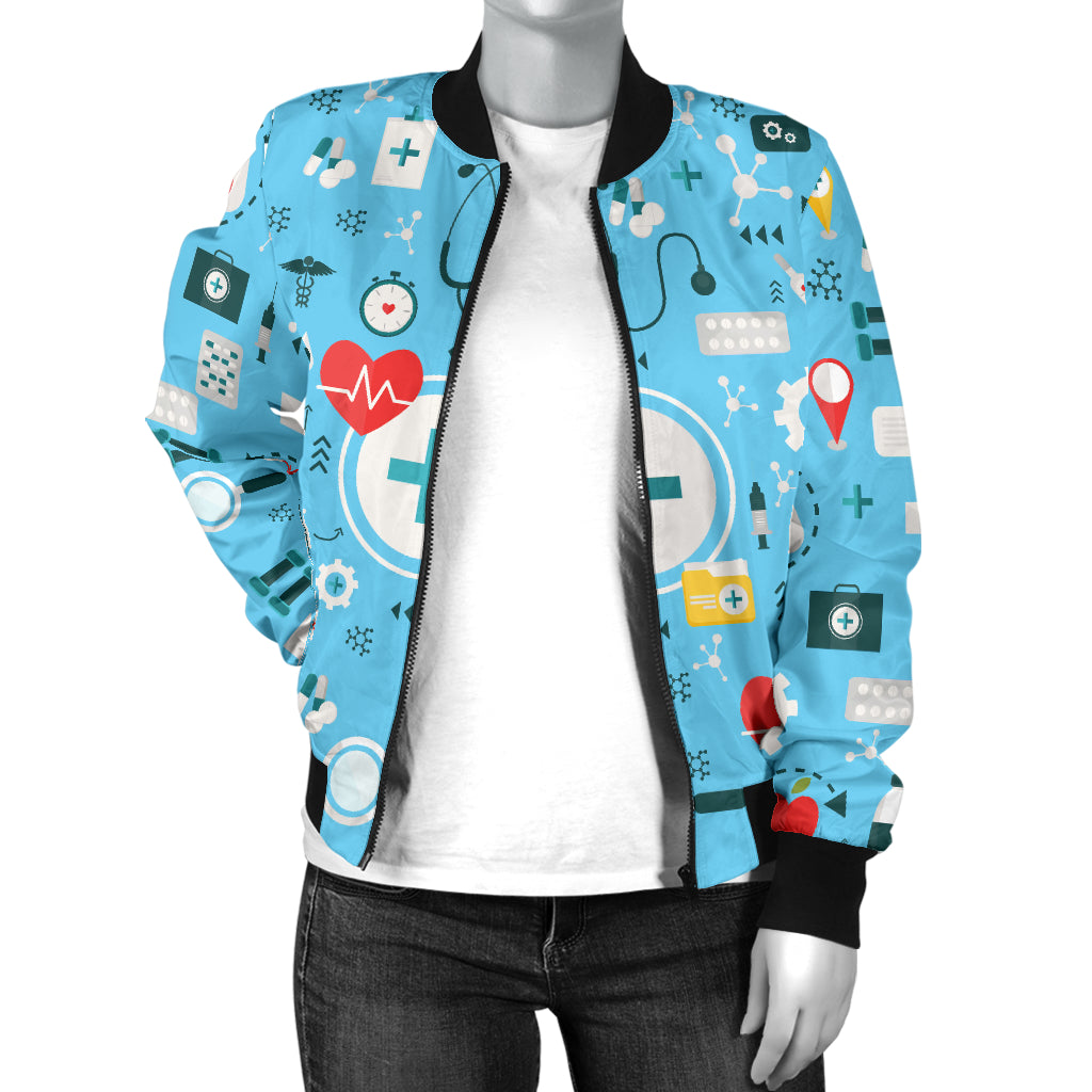 Medical Pattern Print Design 06 Women's Bomber Jacket