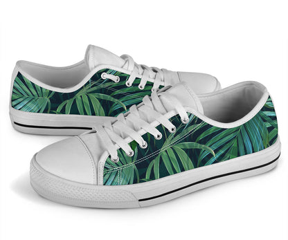 Tropical Flower Pattern Print Design TF011 White Bottom Low Top Shoes