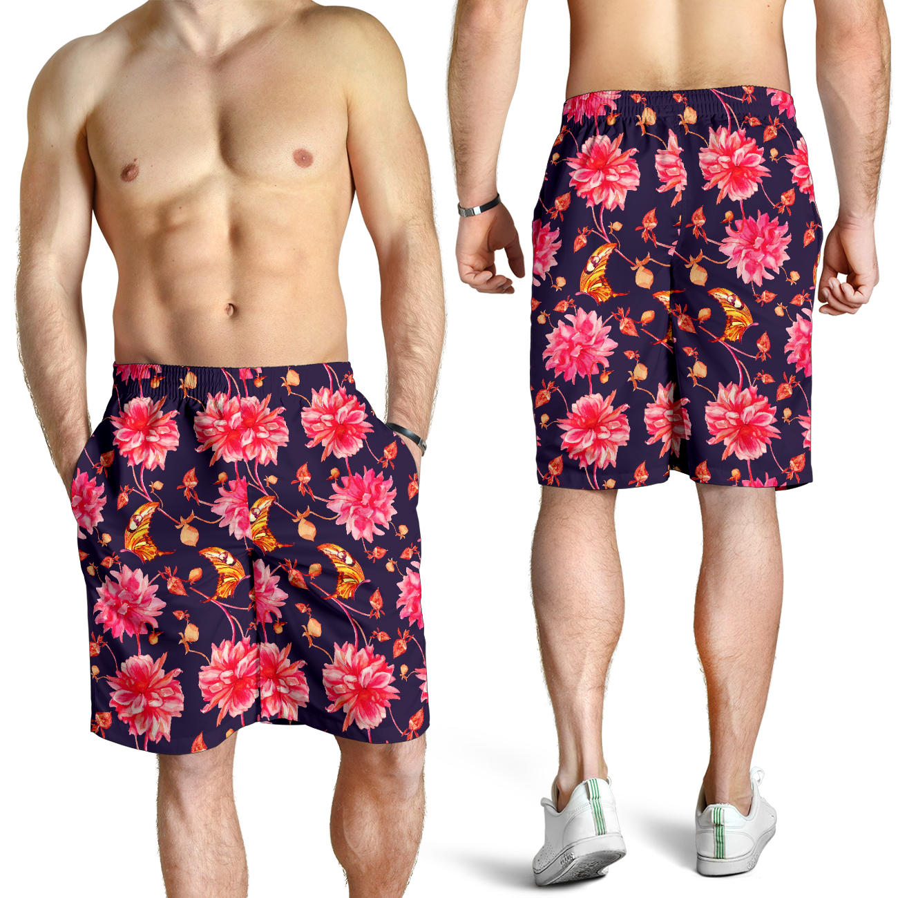 Dahlia Pattern Print Design DH03 Mens Shorts