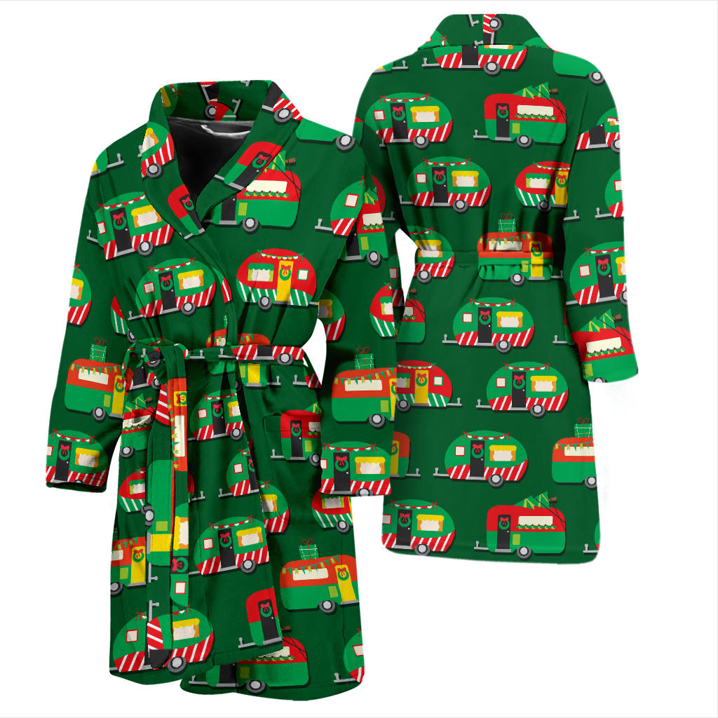 Camper Camping Christmas Themed Print Men Bathrobe