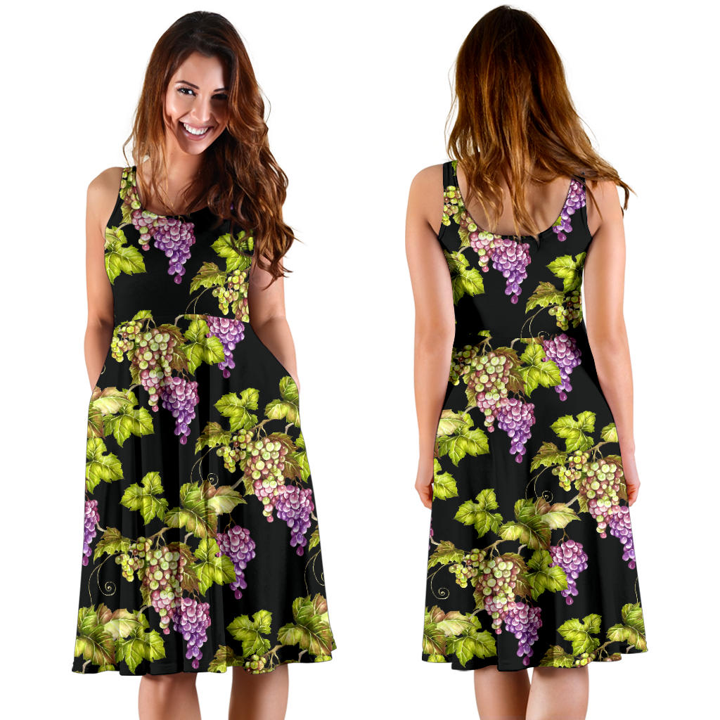 Grape Pattern Print Design GP04 Midi Dress