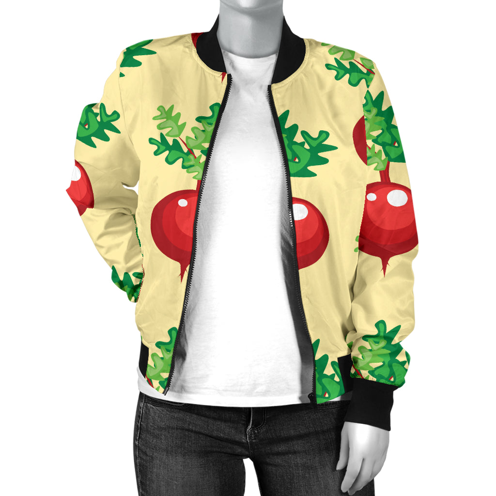 Radish Pattern Print Design A02 Women's Bomber Jacket