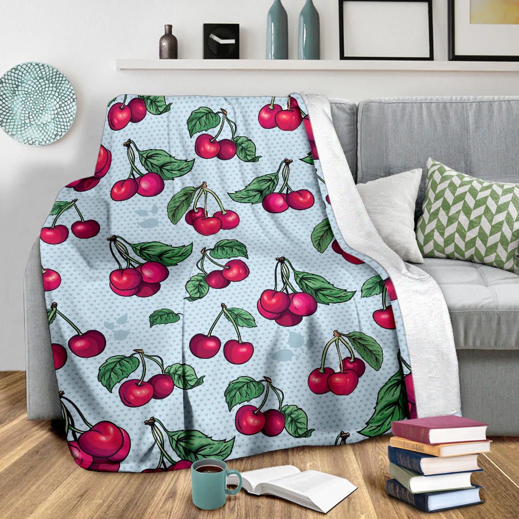 Cherry Pattern Print Design CH01 Fleece Blanket