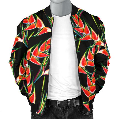 Heliconia Pattern Print Design HL010 Men Bomber Jacket