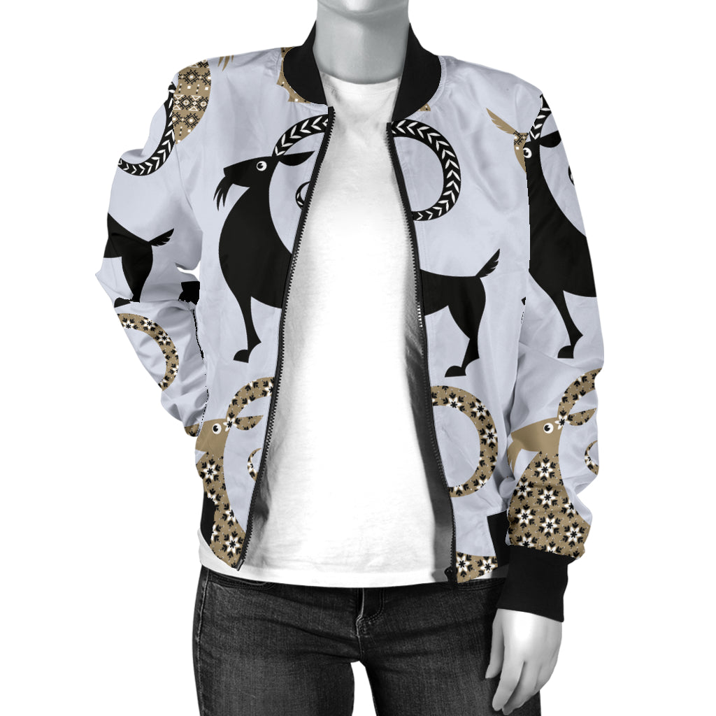 Goat Pattern Print Design 03 Women's Bomber Jacket
